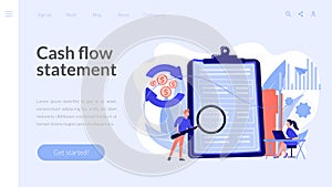 Cash flow statement concept landing page.