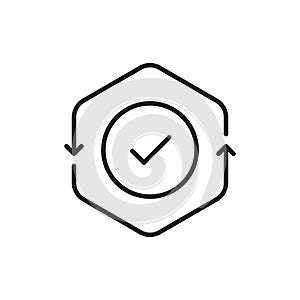 cash flow thin line icon with checkmark