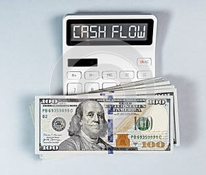 Cash flow word on calculator. Cashflow text