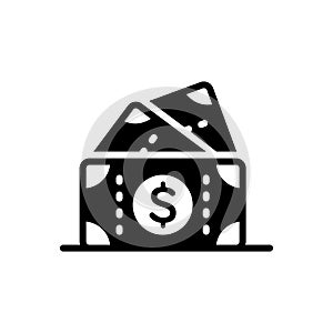 Black solid icon for Cash, currency and wealth photo