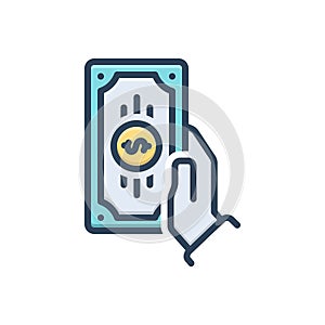 Color illustration icon for Cash, penny and piles photo