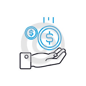 Cash inflow 11 vector thin line stroke icon. Cash inflow 11 outline illustration, linear sign, symbol concept.