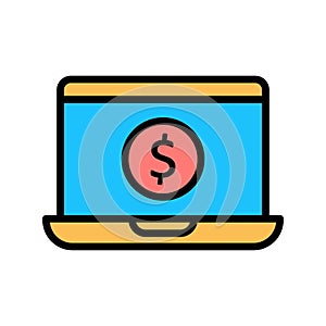 Cash investment, online funds, online investment, online shares, online trading, Cash investment icon, vector, editable, outline