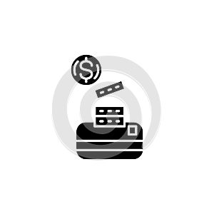 Cash its equivalents black icon concept. Cash its equivalents flat vector symbol, sign, illustration.