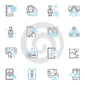 Cash linear icons set. My , Currency , Coins , Greenback , Dough , Bucks , Bankroll line vector and concept signs. Cash