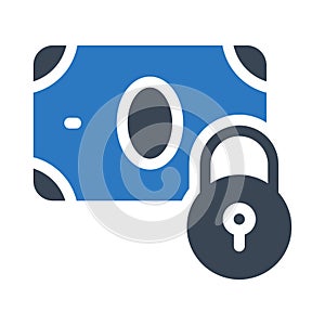 Cash lock vector glyph color icon