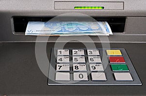 Cash machine with Euros - closeup