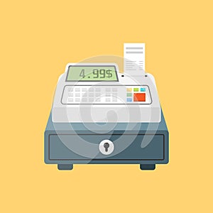 Cash machine icon in flat style. Electronic payment vector illustration on isolated background. Cashier sign business concept