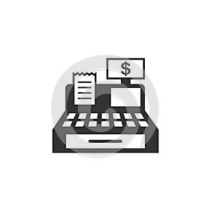 Cash machine icon in flat style. Electronic payment vector illustration on isolated background. Cashier sign business concept