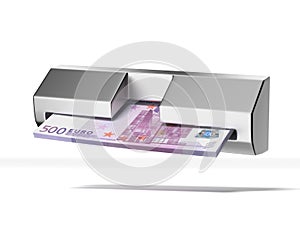 Cash machine and stack of euros