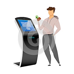 Cash machine user flat color vector faceless character