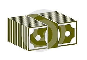Cash money dollar banknote stack vector simplistic illustration icon or logo, business and finance theme, income taxes revenue