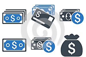 Cash Money Flat Glyph Icons