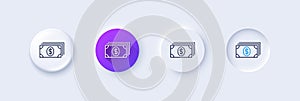 Cash money line icon. Banking currency. Line icons. Vector