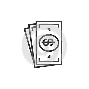 Cash money line icon, outline vector sign, linear style pictogram isolated on white.