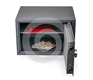 Cash Money safe deposit box isolated on white