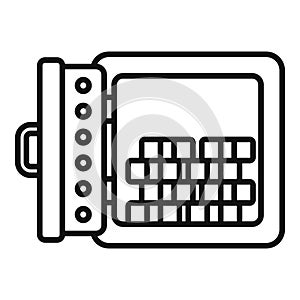 Cash money in secured safe icon outline vector. Key locker