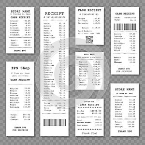 Cash paper receipt isolated