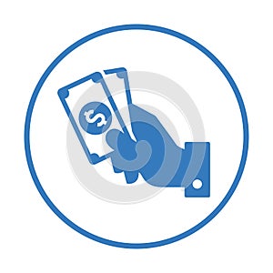 Cash payment, transfers icon. Blue color vector