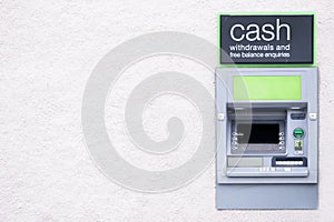 Cash point machine ATM automated free withdrawal in wall photo