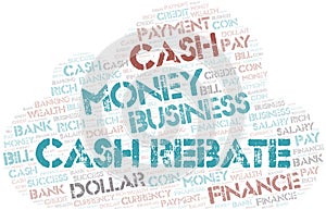 Cash Rebate typography word cloud.