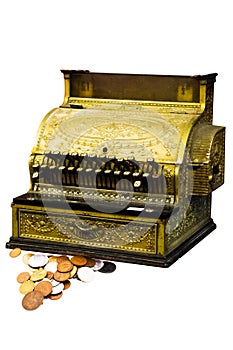 Cash register with coins