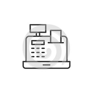 Cash register line icon, outline vector sign, linear style pictogram isolated on white. Symbol, logo illustration. Editable stroke