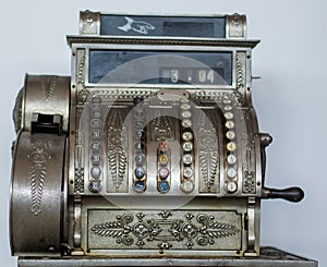An old cash register close up