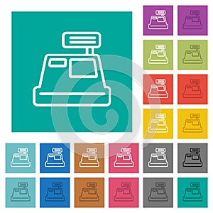 Cash register outline square flat multi colored icons photo