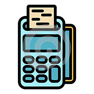 Cash register receipt icon color outline vector