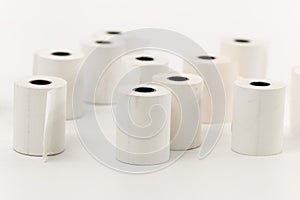 Cash register tape on a white background