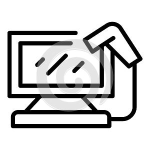 Cash screen icon outline vector. Store cash register