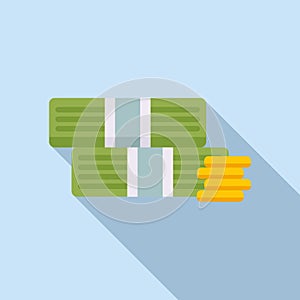 Cash stack money icon flat vector. Bank safe credit