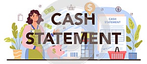 Cash statement typographic header. Sales stimulation for comercial profit photo