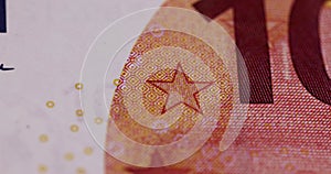Cash ten euro banknote close up