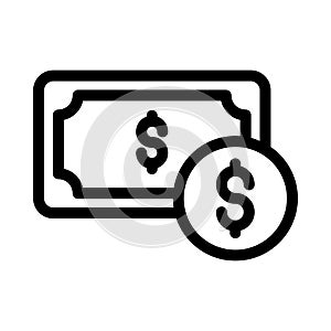 Cash vector  thin line  icon