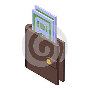 Cash wallet icon isometric vector. Screen money