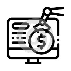 Cash withdrawal icon vector outline illustration