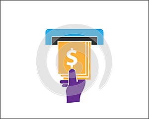 Cash withdrawals at ATM icon template