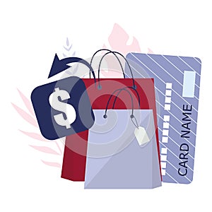 Cashback concept. Pay for goods and get cash back.