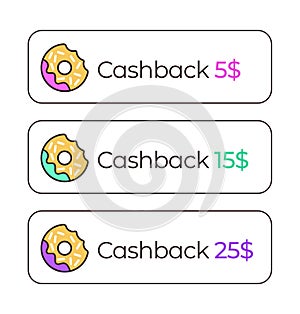 Cashback donuts stickers set