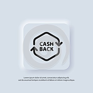 Cashback icon. Return money. Financial services, money refund, return on investment. Cash back rebate. Savings account, currency