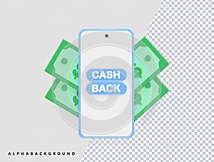 Cashback icon vector illustration element 3d rendering transparent eps