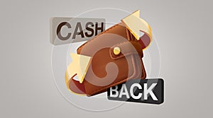 Cashback icon with wallet. Cashback or money back label.