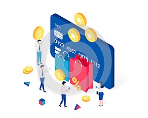 Cashback, rewards and loyalty program isometric concept.