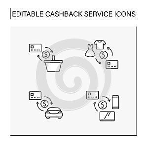 Cashback service line icons set