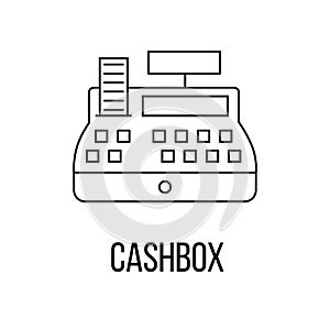 Cashbox icon or logo line art style.