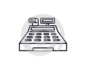 Cashbox line icon. Counter cash register payment. Cashier concept. Vector illustration can be used for topics like store