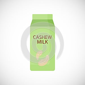 Cashew milk in box vector flat icon