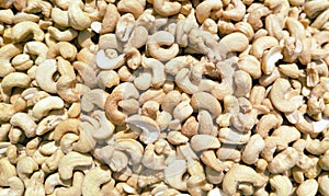 Cashew nuts as food background